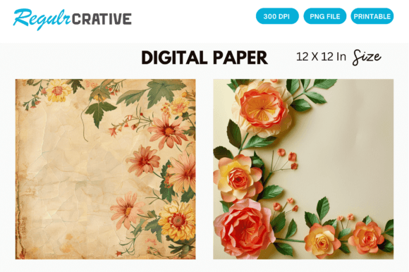 Download Floral Background Digital Paper Patterns - Floral Collection