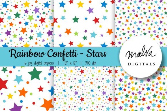 Download Rainbow Confetti Stars Seamless Patterns - Premium Resources