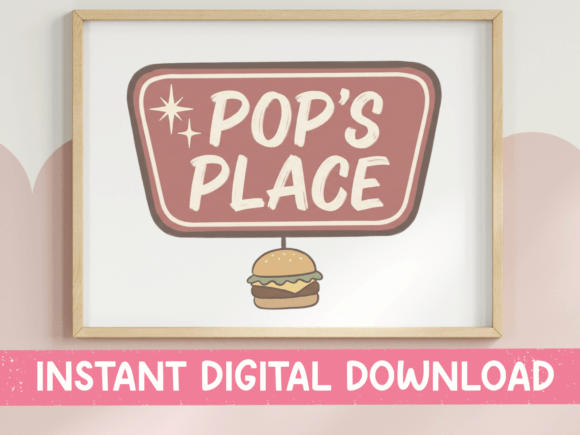 Download Pop's Place Retro Diner Sign Design - Retro Collection